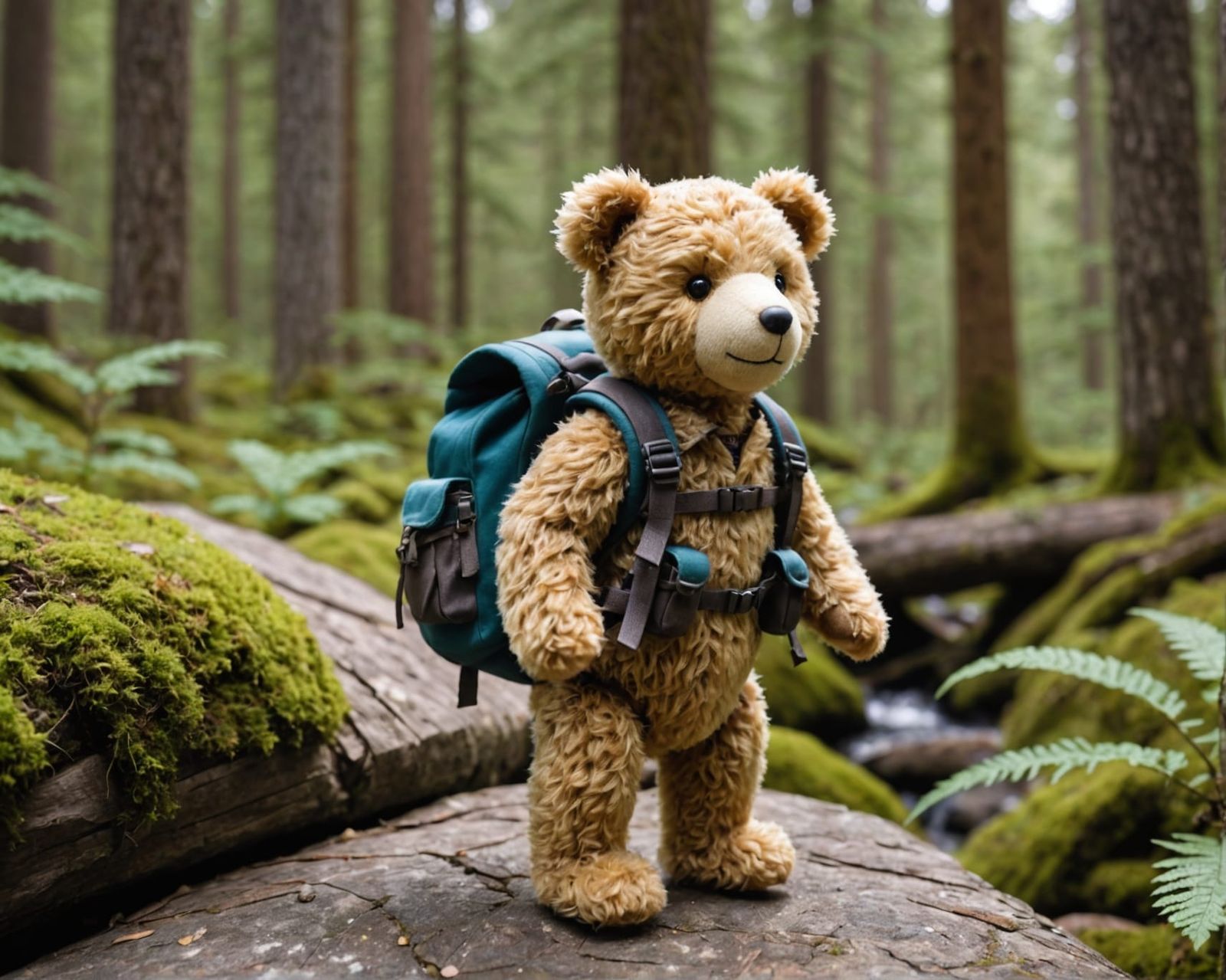 Adventurous Teddy Bear Exploring the Outdoors