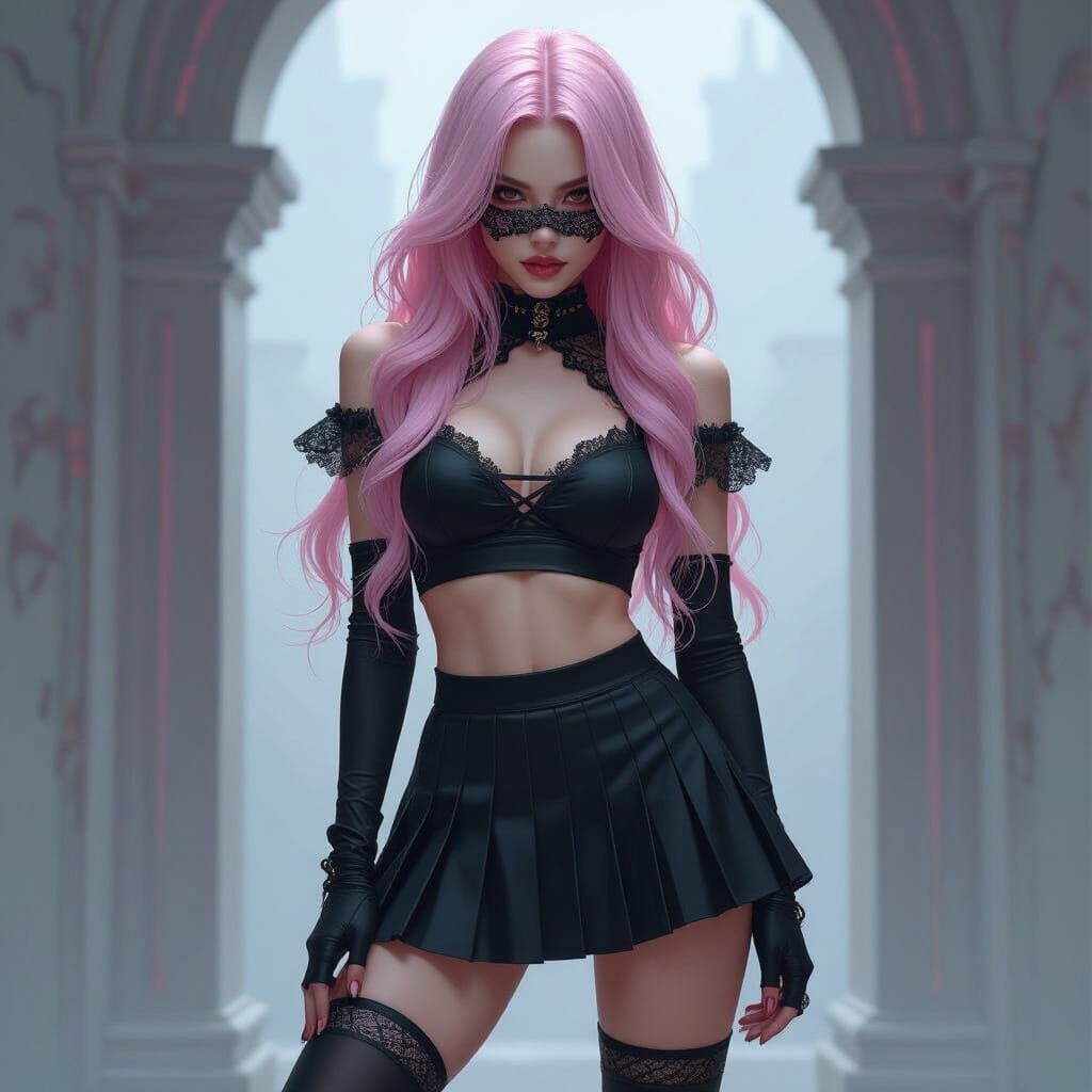 Androgynous Figure with Veil in Concept Art Style