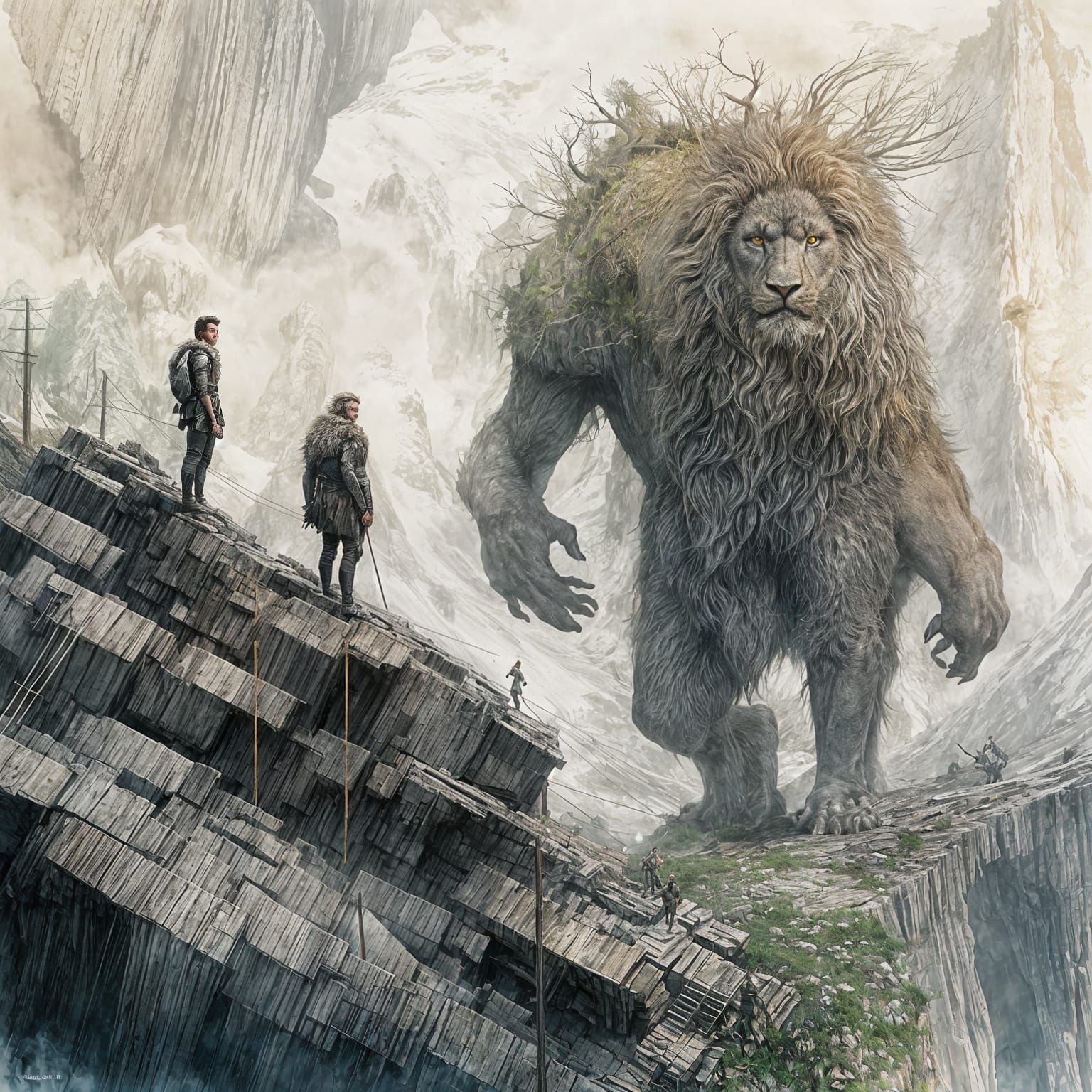 Colossal Trolls in Fantasy Landscape Illustration