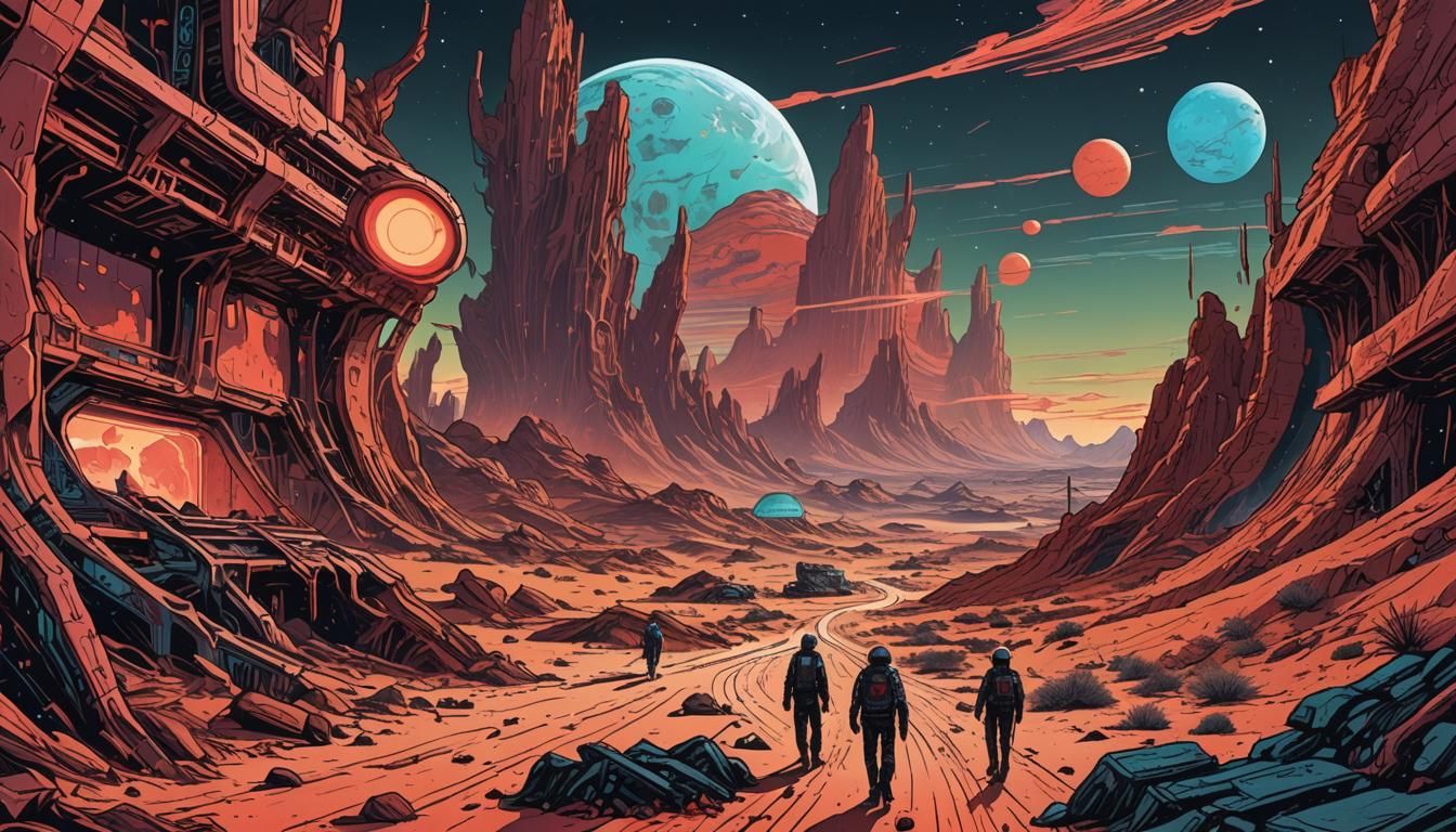 Retro-Futuristic Comic Art of Martian Architecture