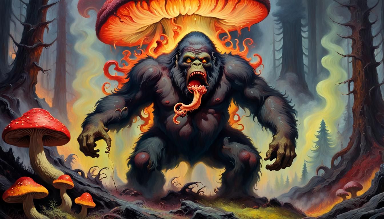 Sasquatch gargantuan magical mushroom: rampages..