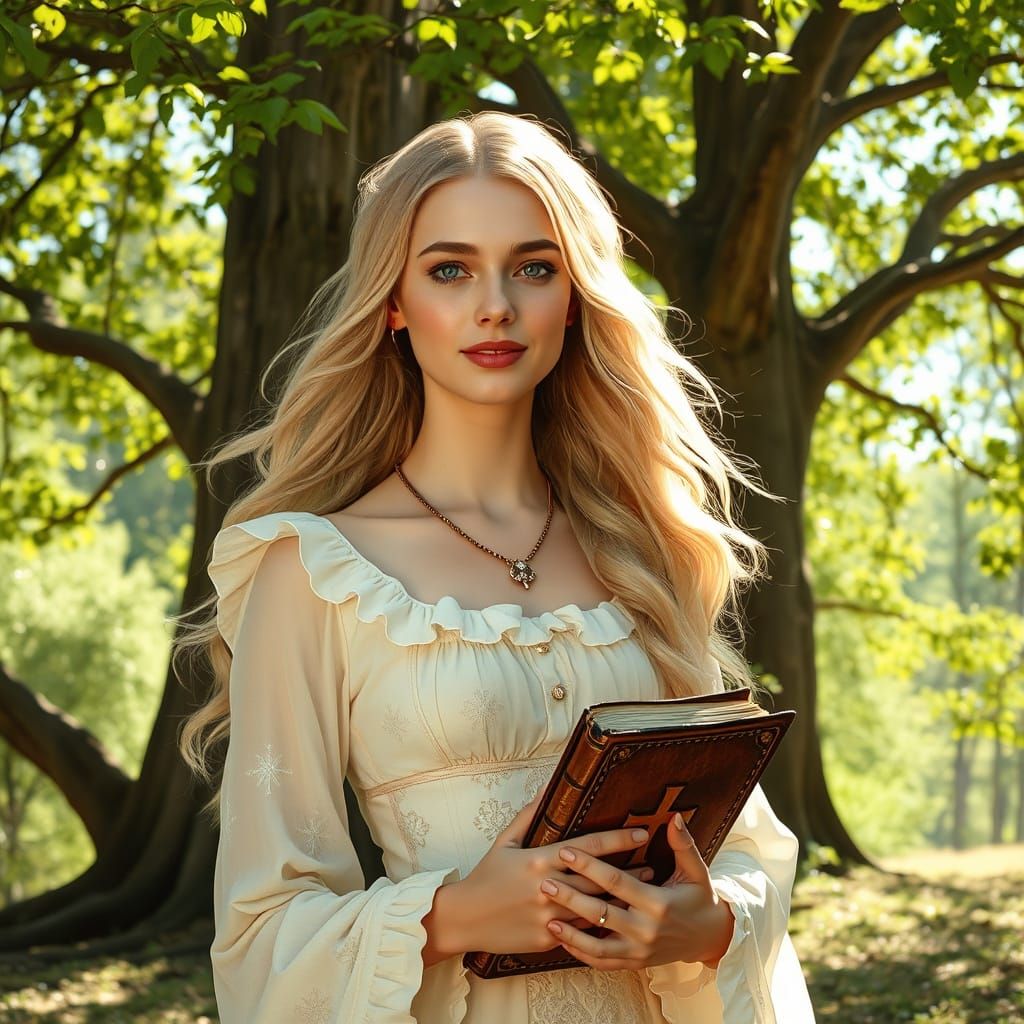 Celestial Queen in Forest Glade, Ethereal Art