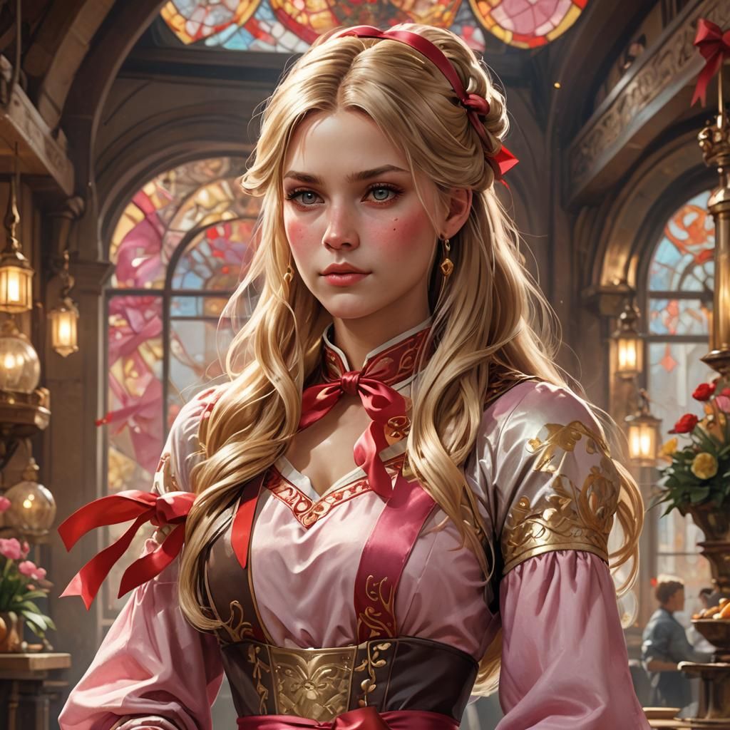 Beautiful Blonde Baker Portrait in Digital Art Style