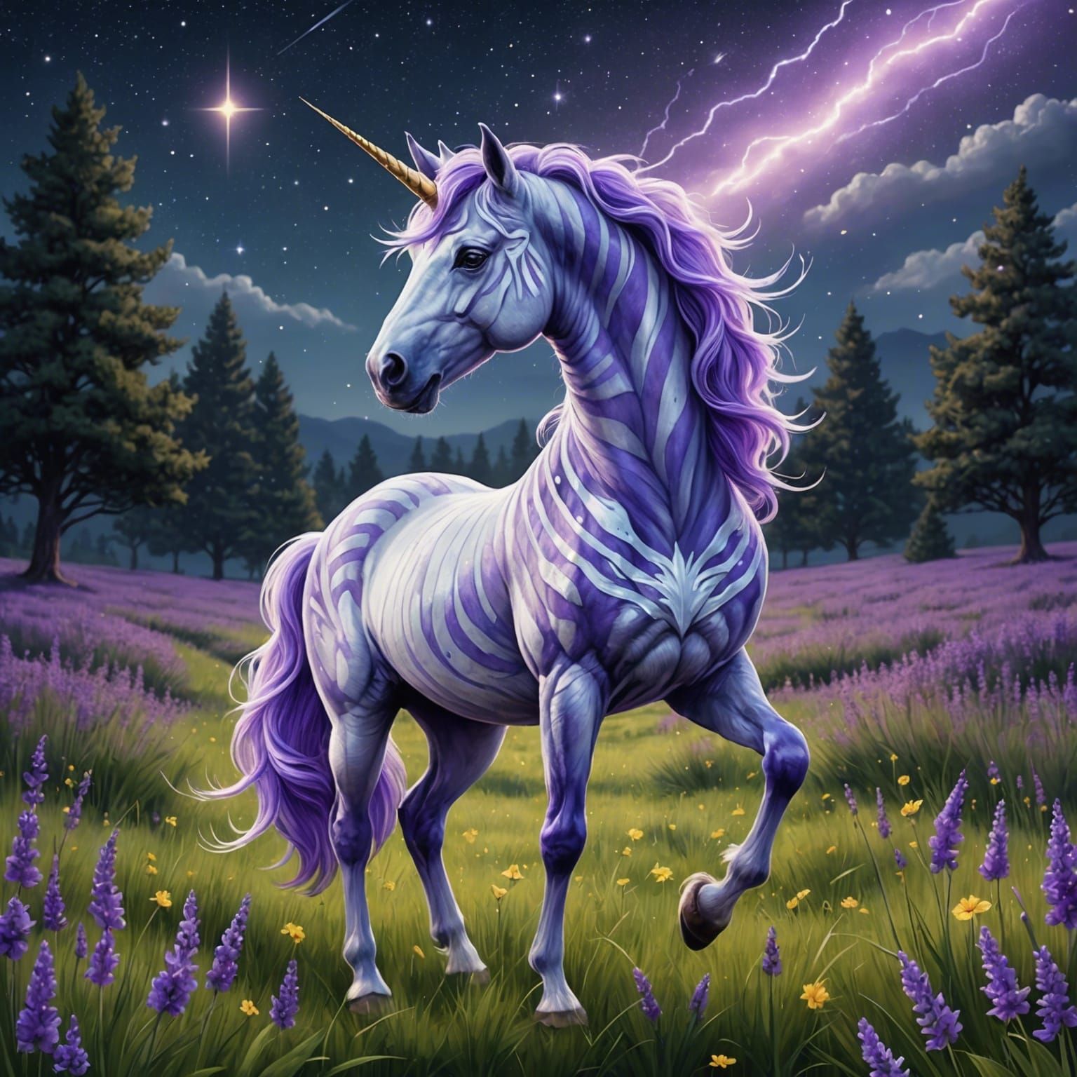 Lavender Striped Unicorn II