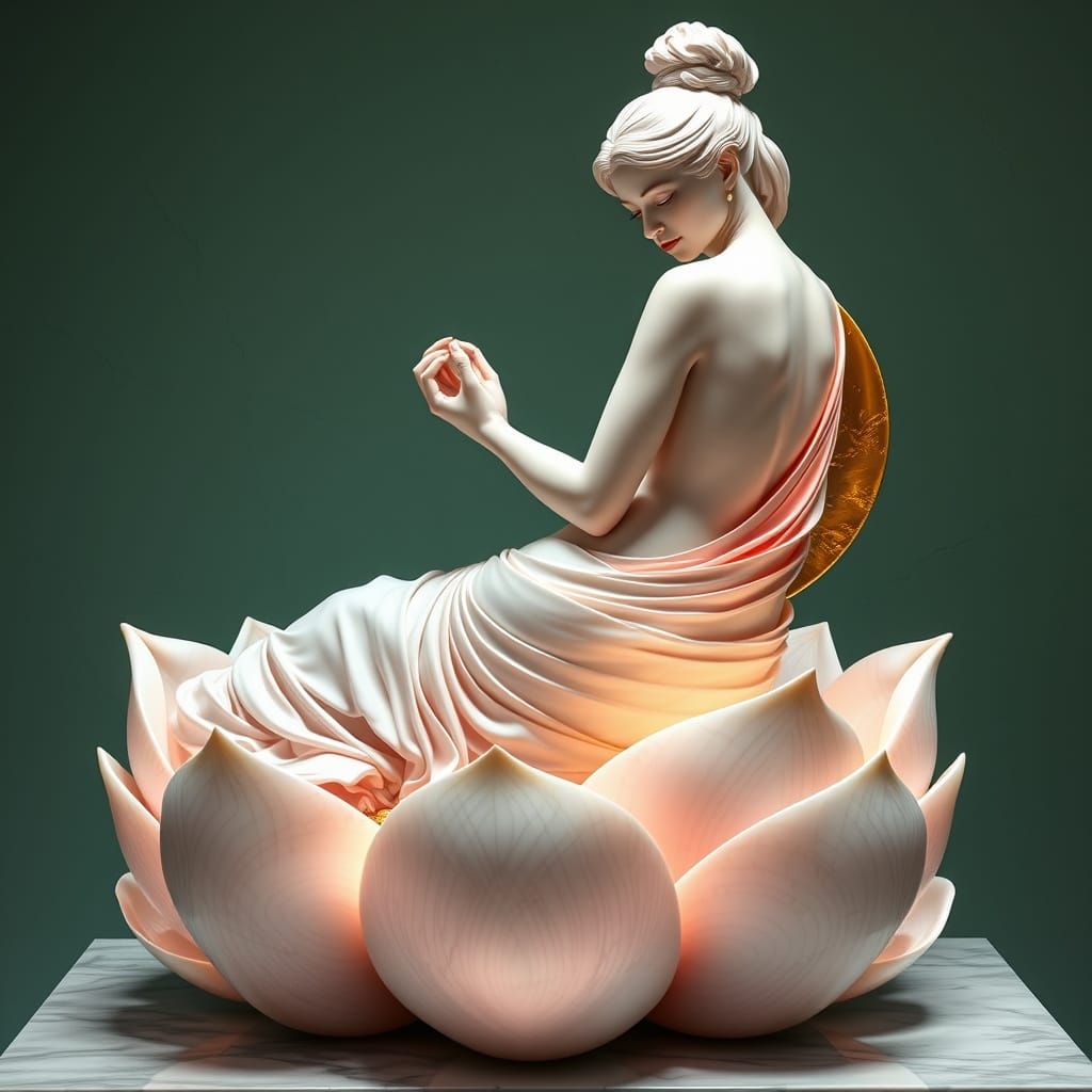 Serene Muse Transcending on a Lotus Flower