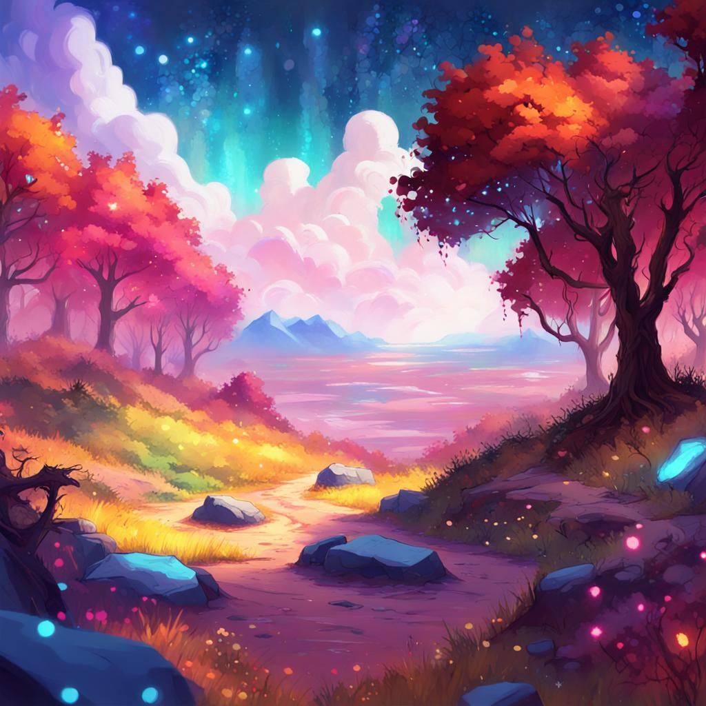 Sparkling RPG Landscape in Digital Painting Style