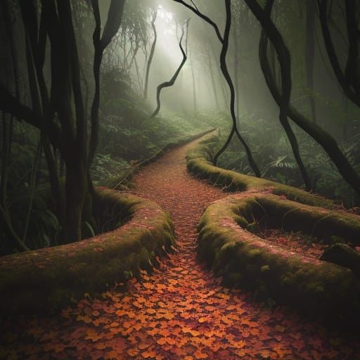 Surreal Forest Scene in Vibrant Hues