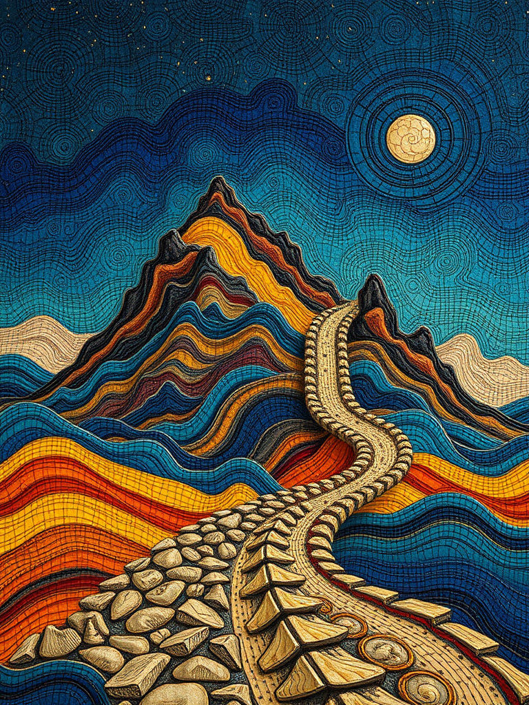 Surreal Terraformed Landscape with Gel Waves