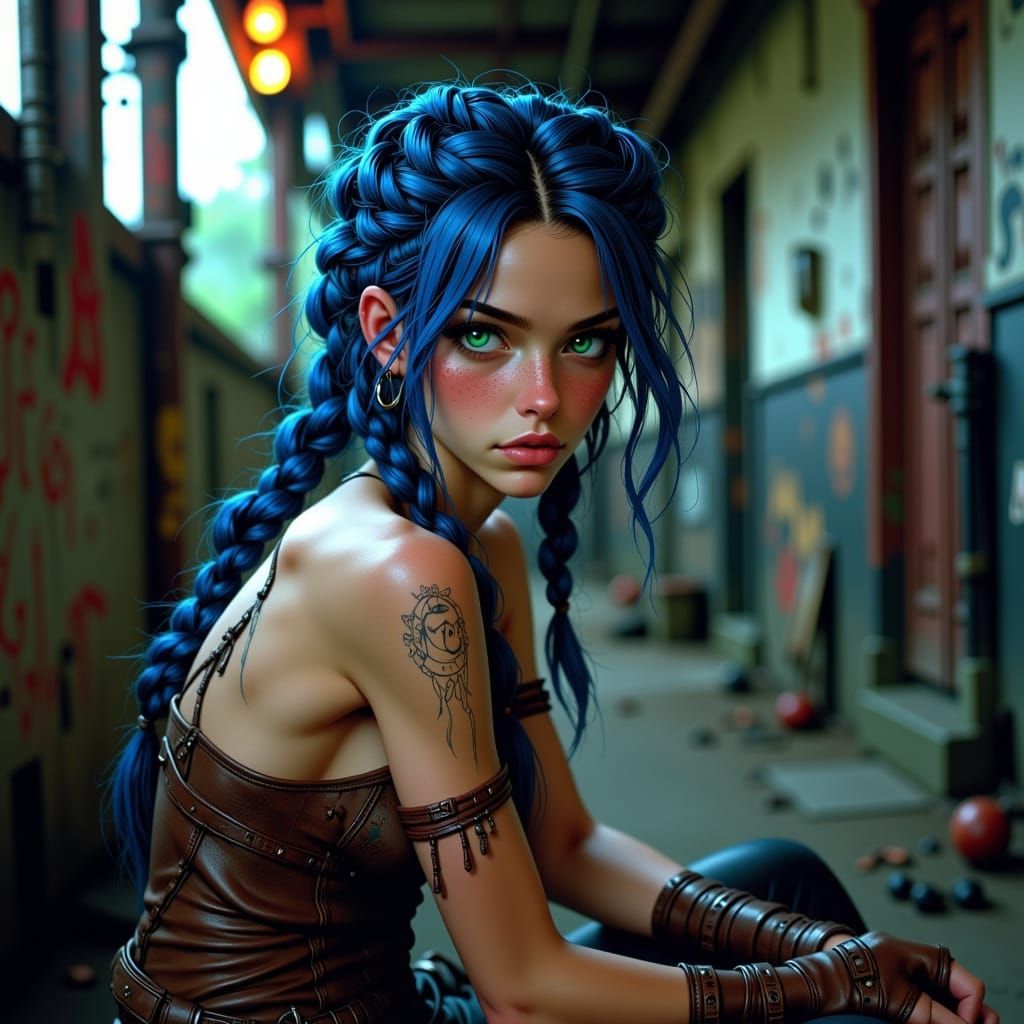 Rebellious Woman in Post-Apocalyptic Bar