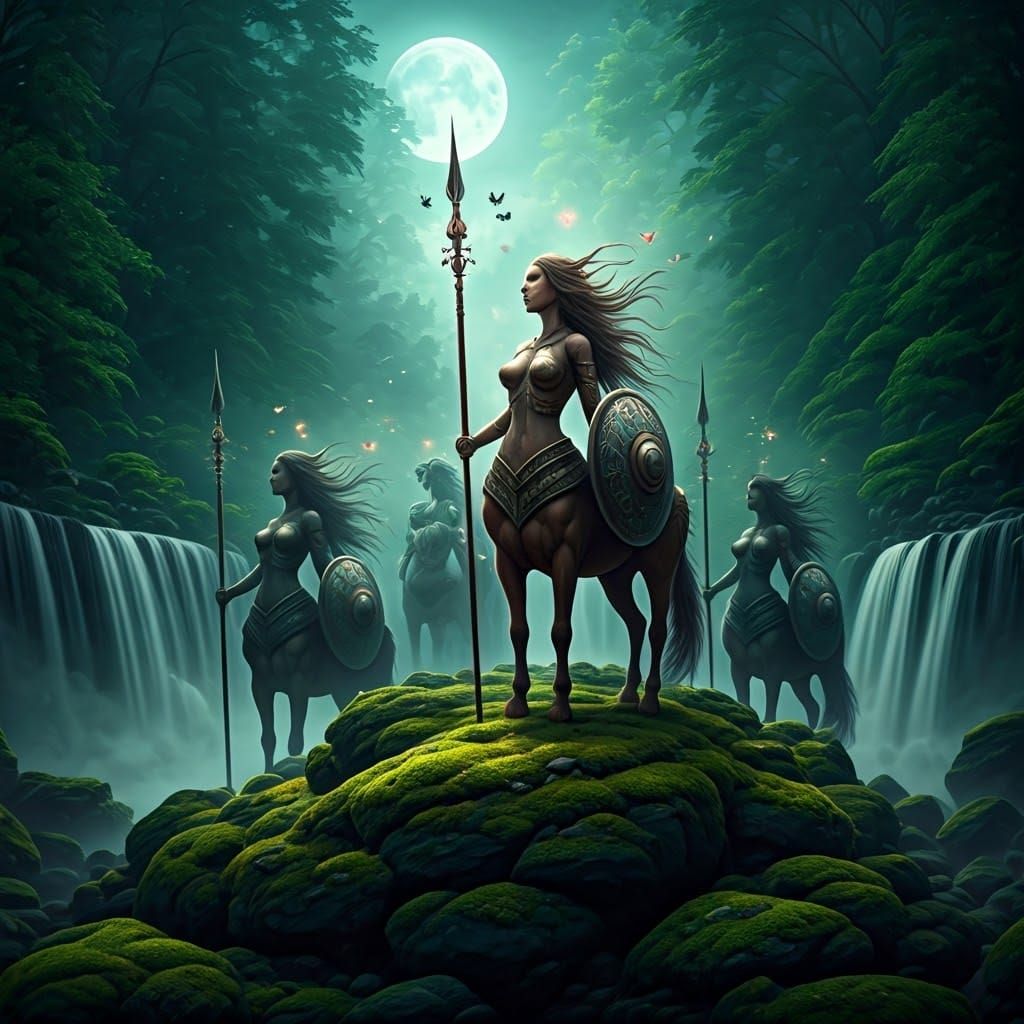 Centaurs in Mystical Landscape, Pop Surrealism Art