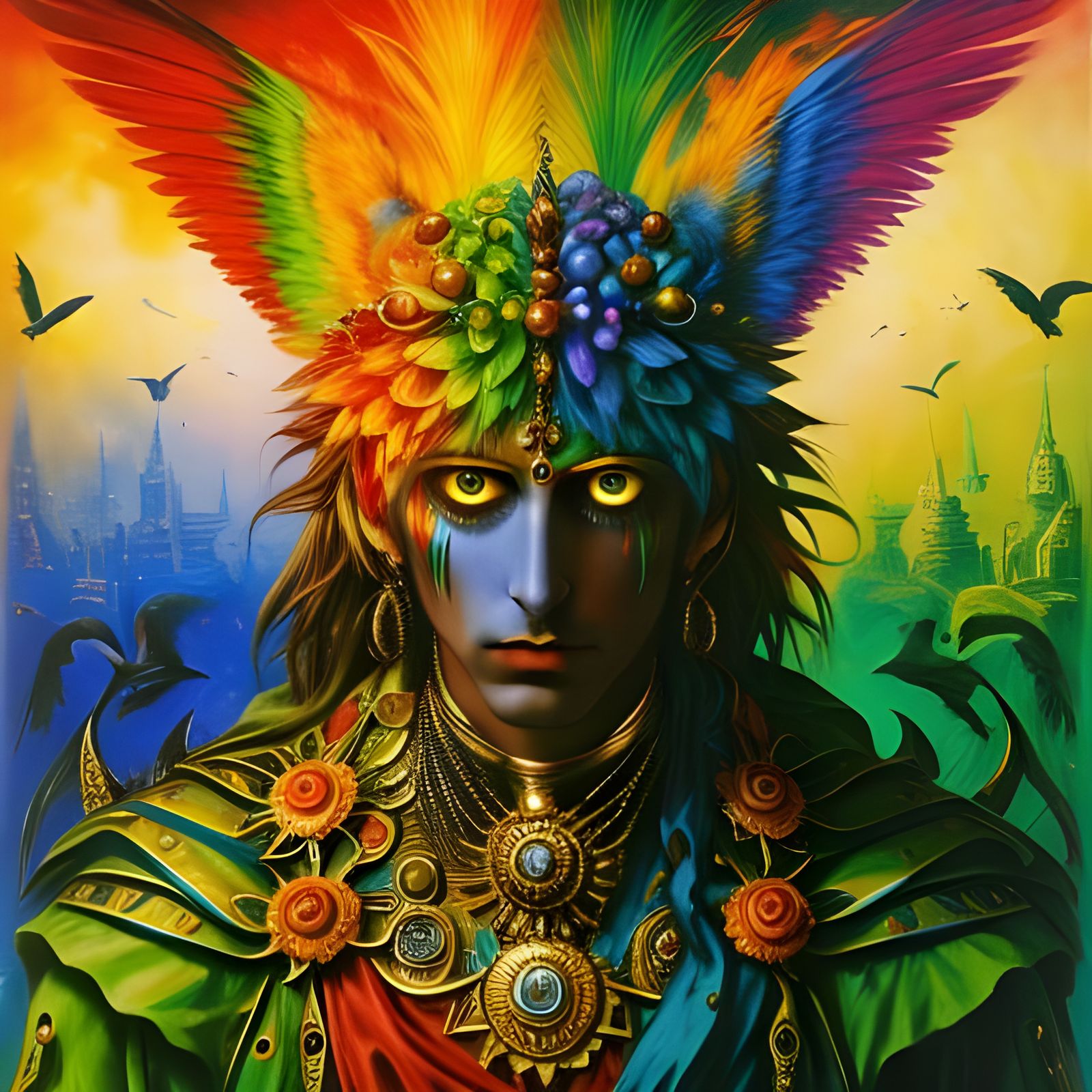 Surreal Man's Face in the Style of Max Ernst