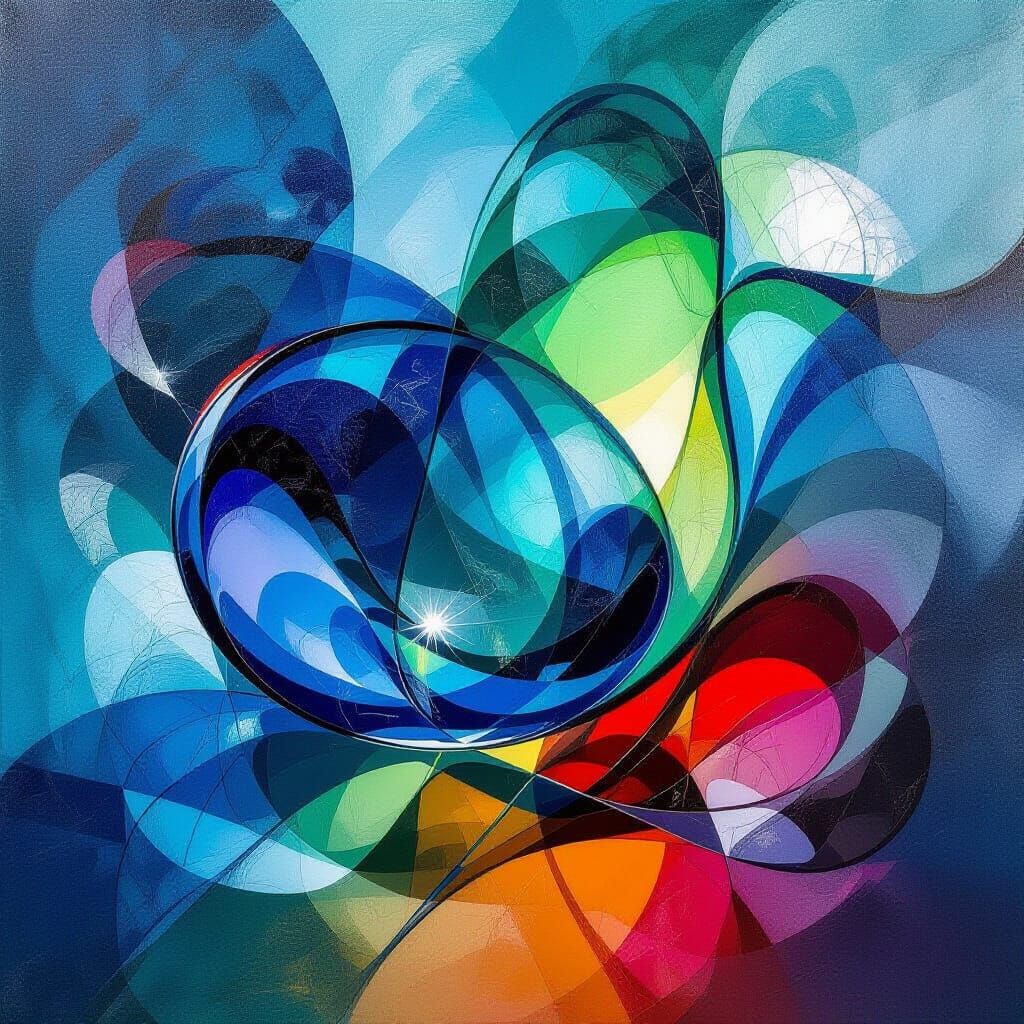 Abstract Molten Glass Composition in Vibrant Colors