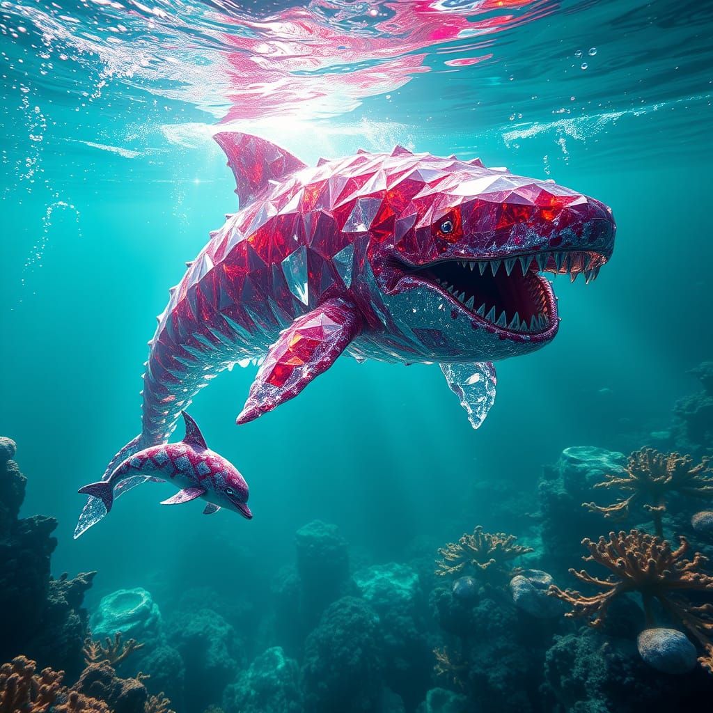 Crystal Megalodon and Ruby Dolphin Chase