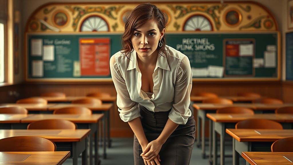 Elegant Woman in a Classroom