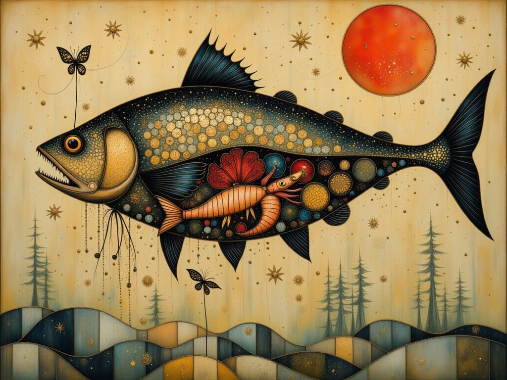 Bizarre Bovine-Lobster Hybrid in a Surreal Japanese Landscap...