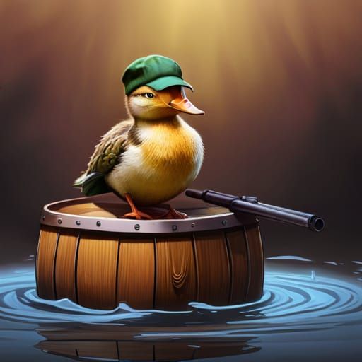 Duck on Hunter's Rifle: Detailed Matte Painting