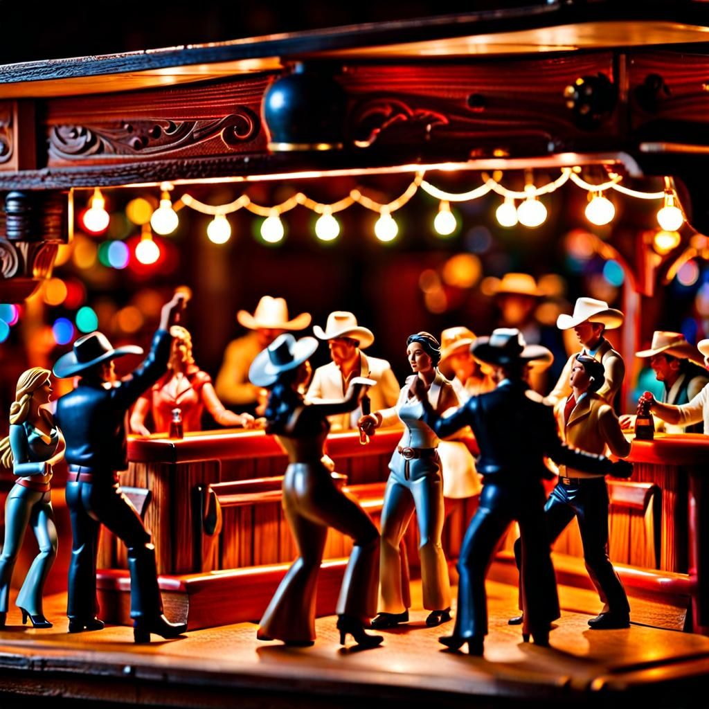 Miniature Country Western Bar Dance Scene