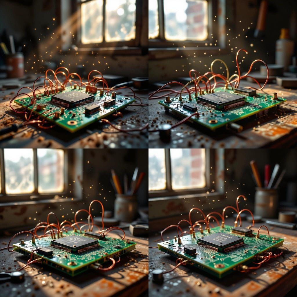 Macro Photograph of Corroded Circuit Board Wires