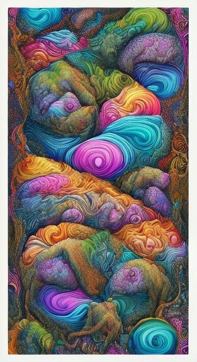 Vibrant Geometric Optical Illusion in Tetradic Colors