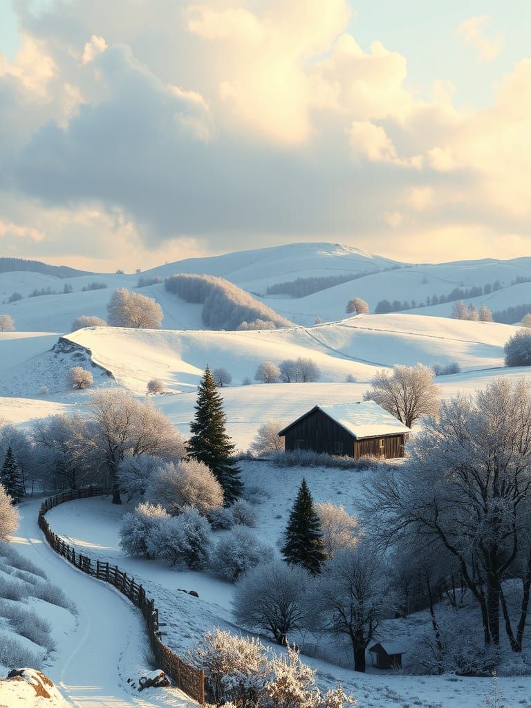 Serene Winter Wonderland in Expressive Brushstrokes