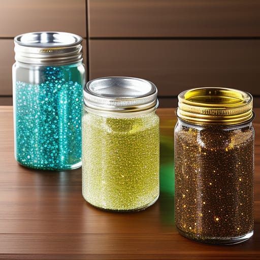 Sparkly Glitter Jars Shimmering in Sunlight