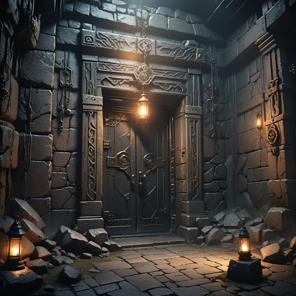 Ominous Dark Fantasy Chamber in Anime Style