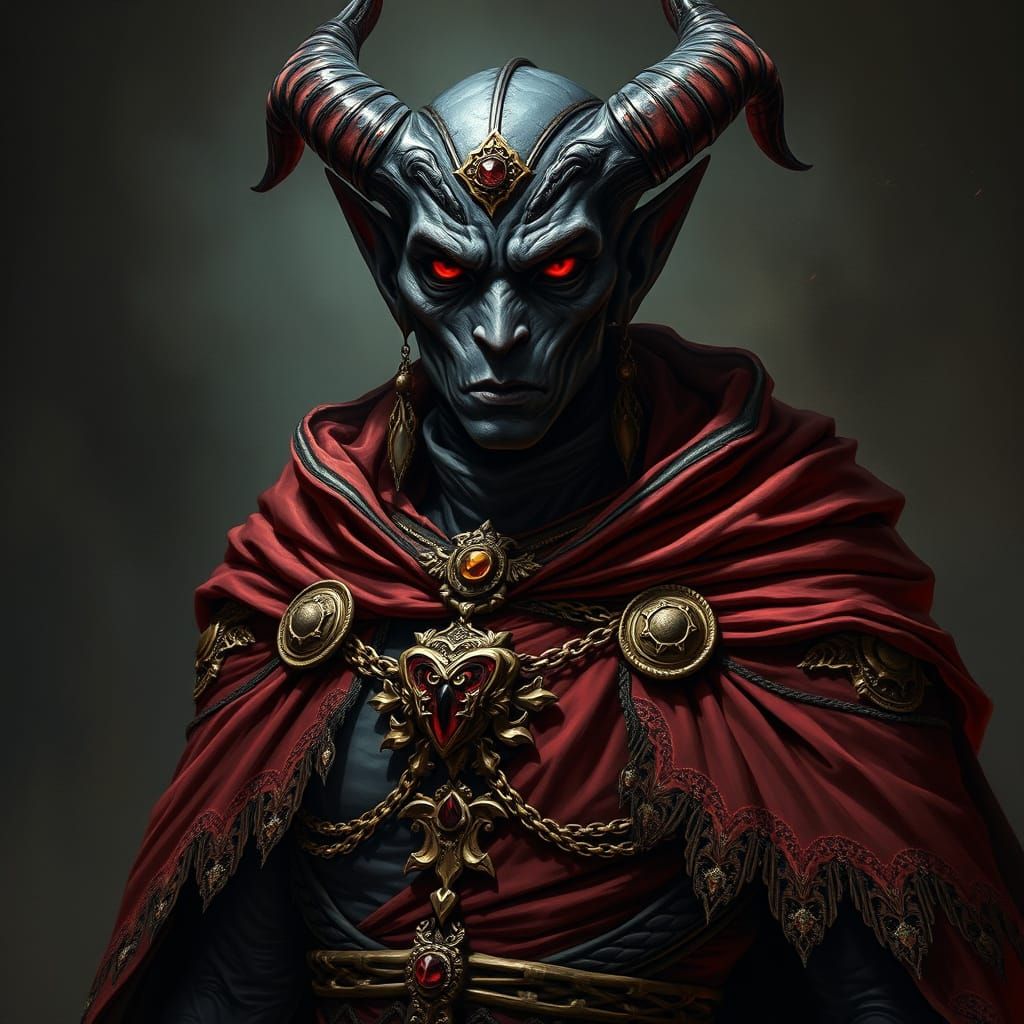 Drow Noble in Luxurious Cloak, Fantasy Art