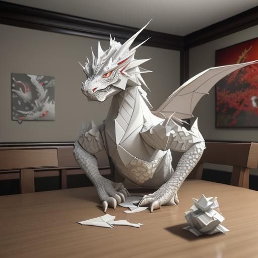 Origami Dragon Jigsaw Puzzle in 3D