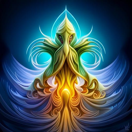 Crystal Cthulhu Figurine: Ornate 3D Render