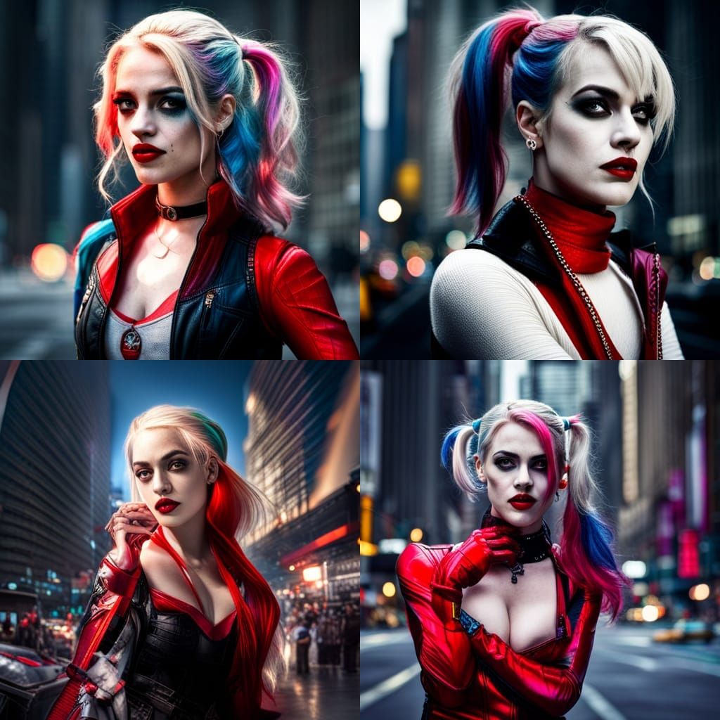 Hyperrealistic Harley Quinn Portrait in New York