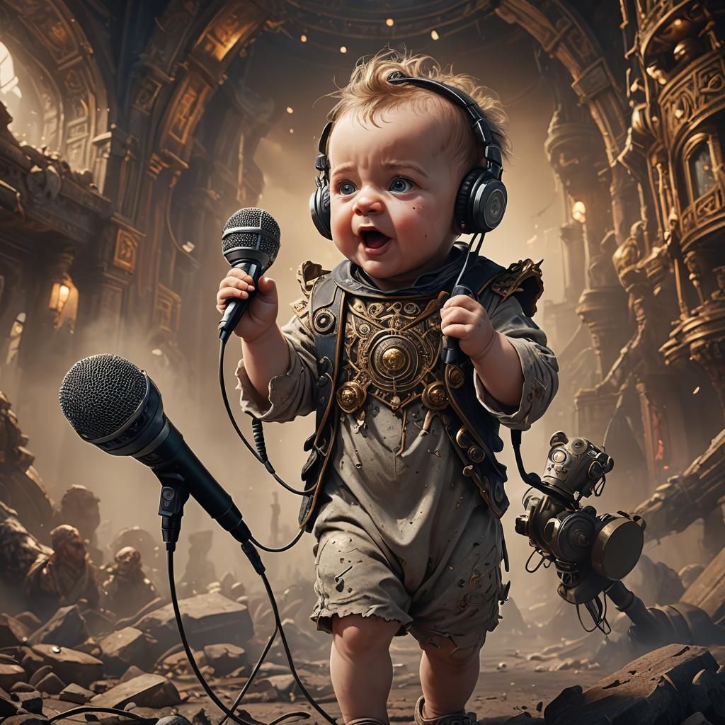 Baby Singer: Detailed Matte Painting in Deep Color