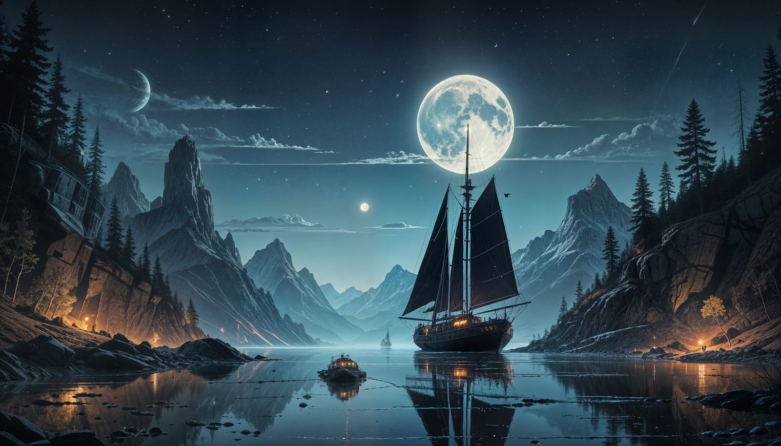 Moonlit Voyage in Cosmic Harmony