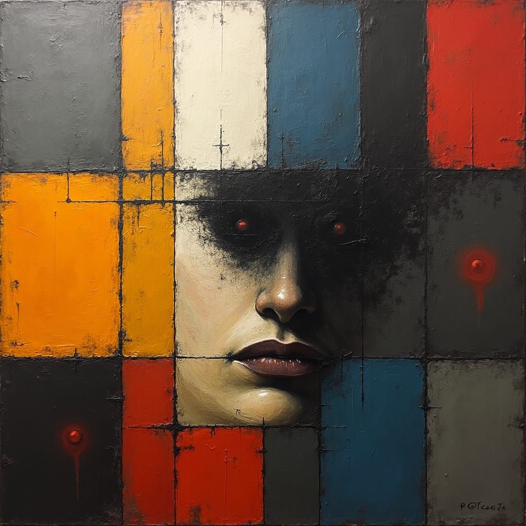 Surrealist Nightmare in Bold Geometric Colors