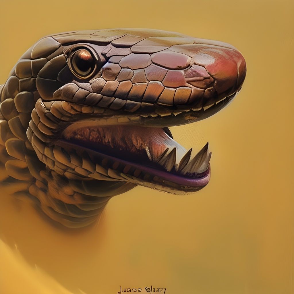 Snake Head in Oil Painting, Luminist Style