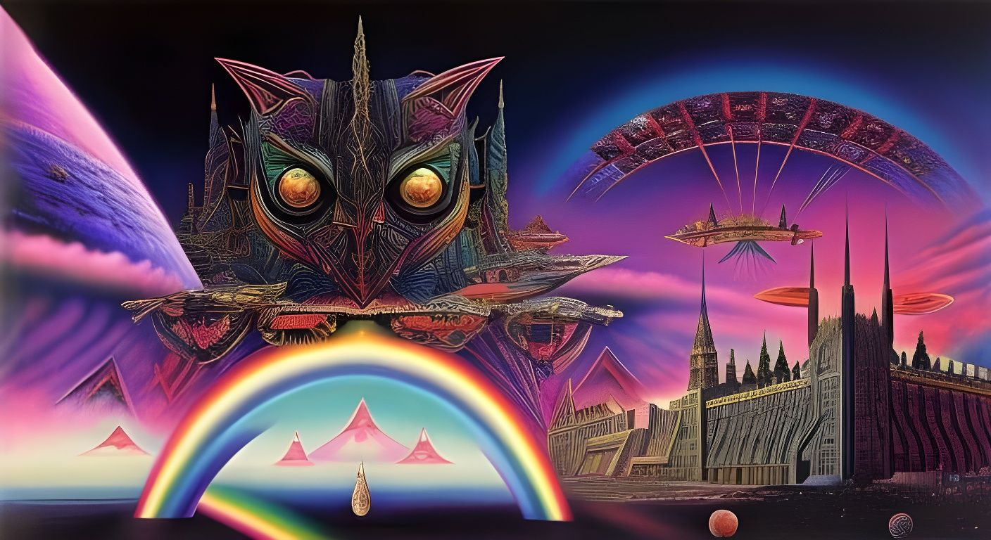 Psychedelic Pink Floyd Album Art in Surreal Style