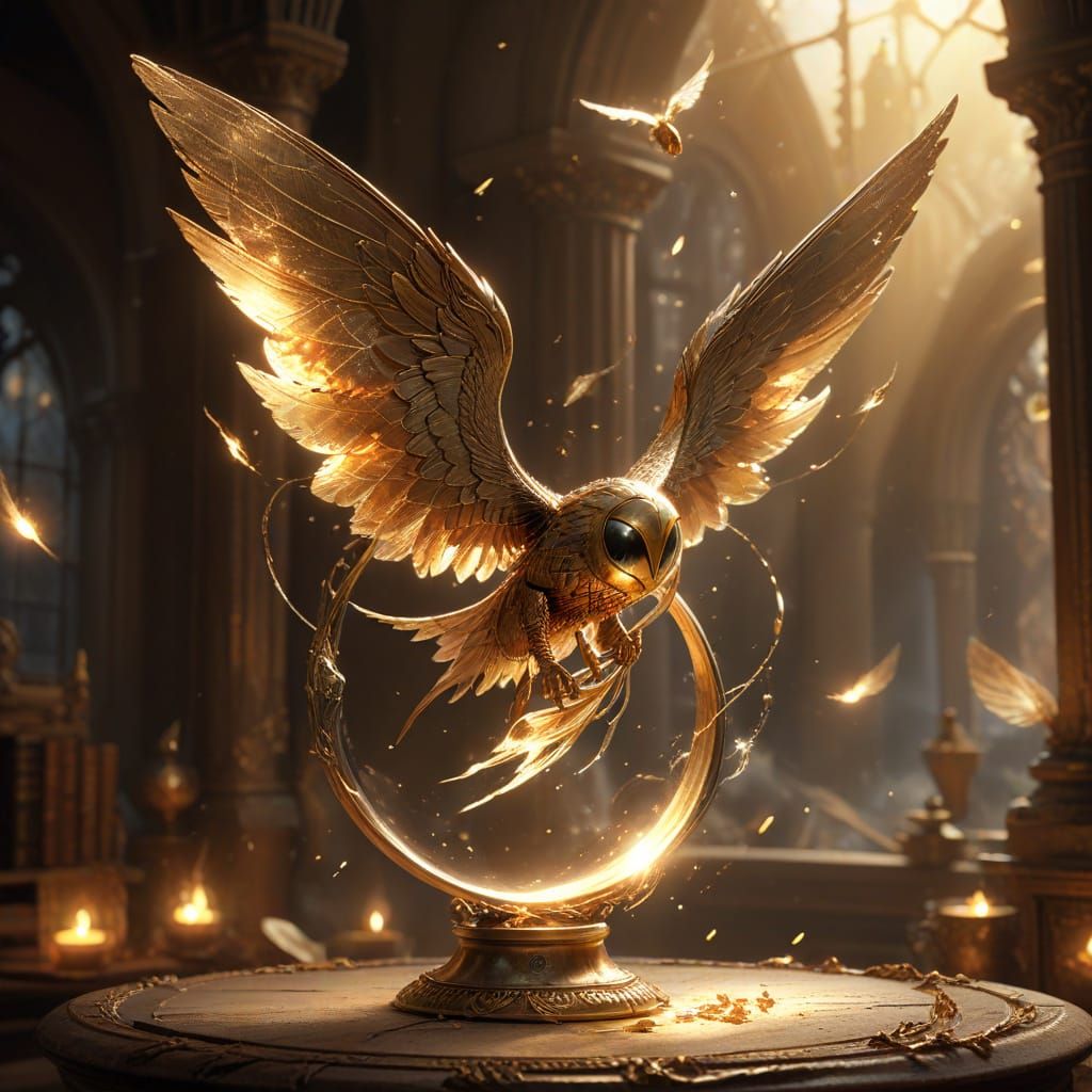 Golden Snitch in Mystical Enchanted Scene