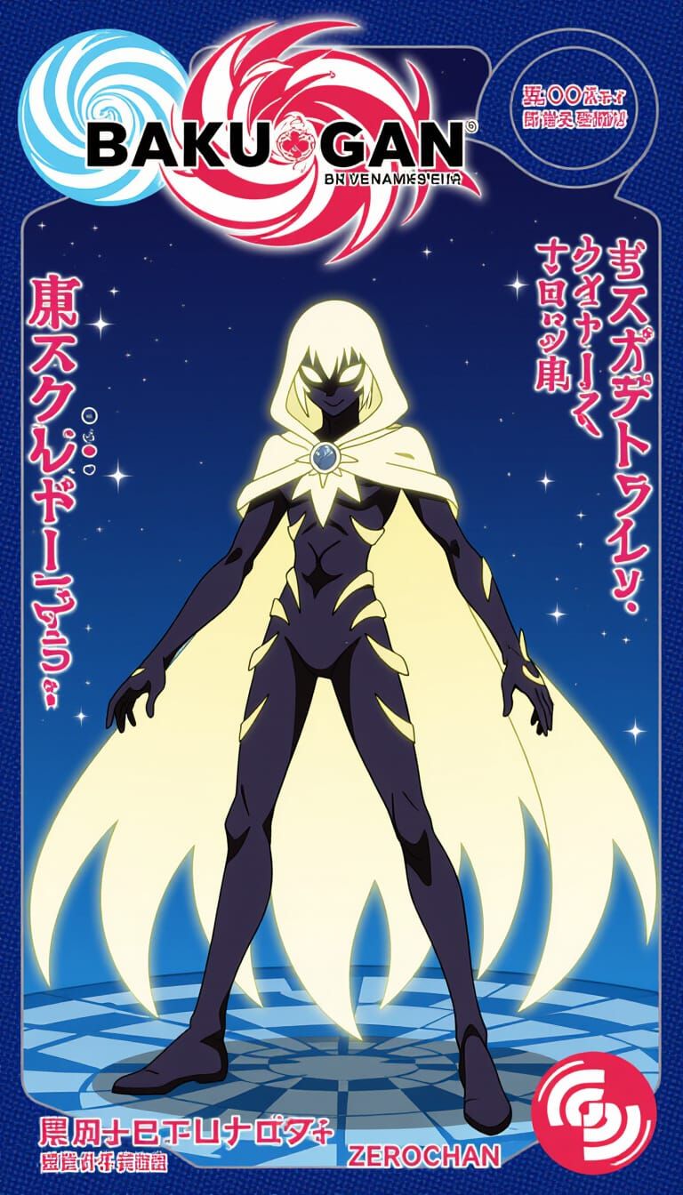 Glowing Humanoid Bakugan with Light Cloak in Anime Style