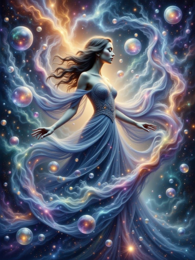 Celestial Goddess in Cosmic Bubble Field