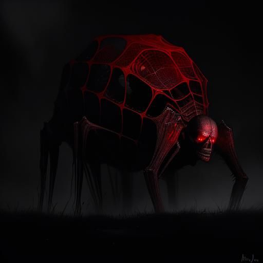 Moonlit Spiderweb in Macabre Biomechanical Style