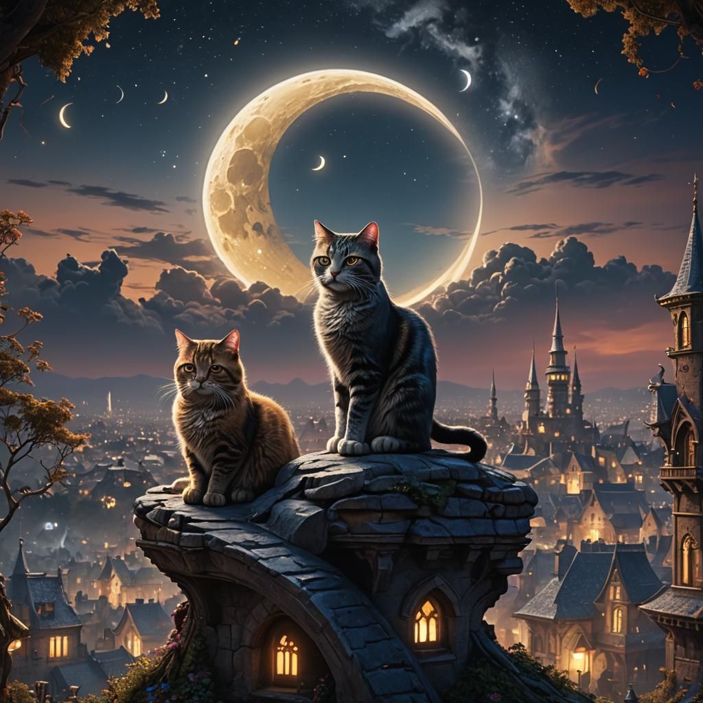 Cats on the Moon: Fantastical Matte Painting