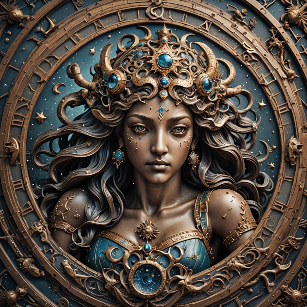 Hyperrealistic Aquarius Zodiac Sign in HDR