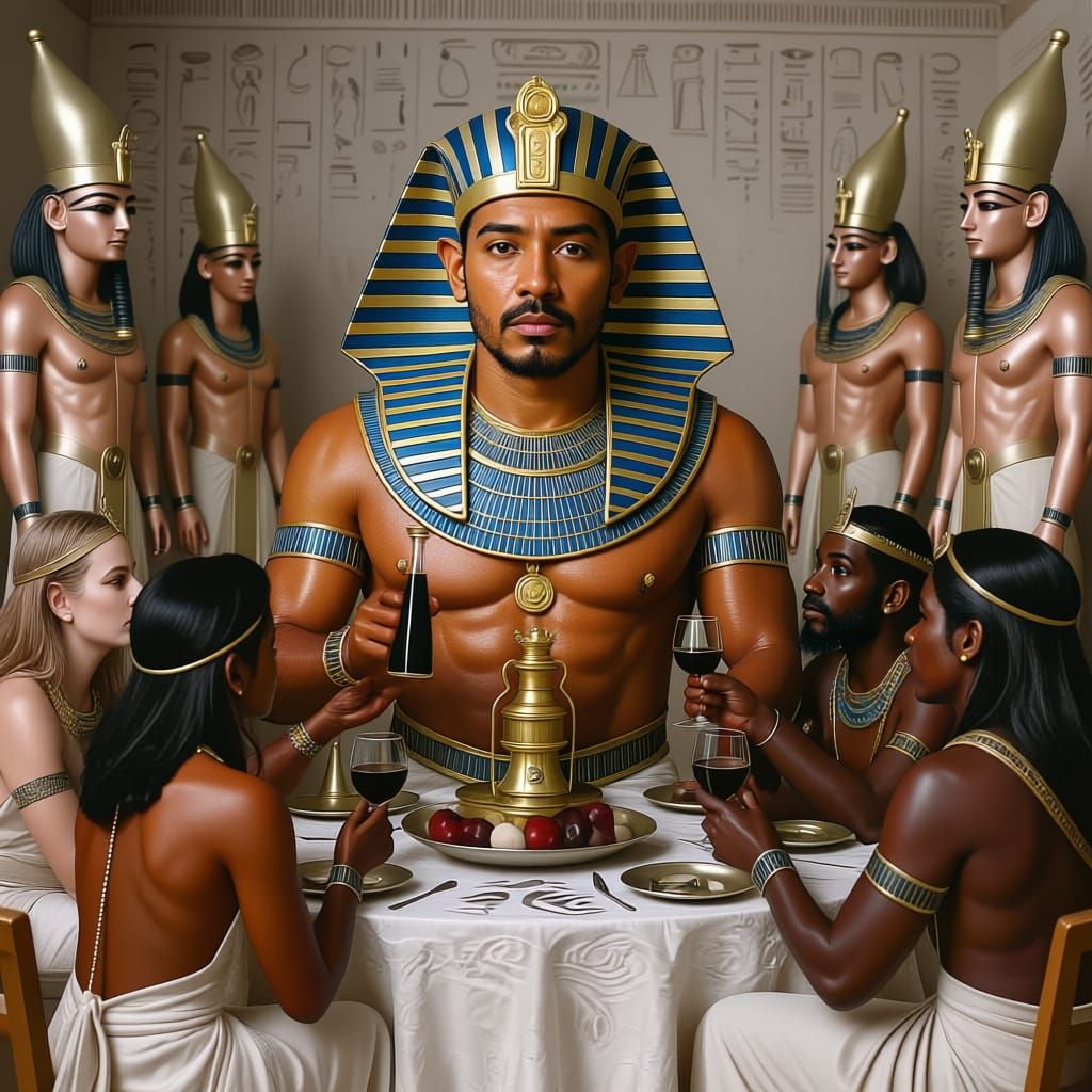 Pharaoh Receives Visitors Amidst Egyptian Opulence
