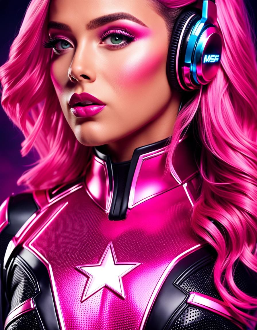 Pop as Female Superhero in Pink: 8K Portrait