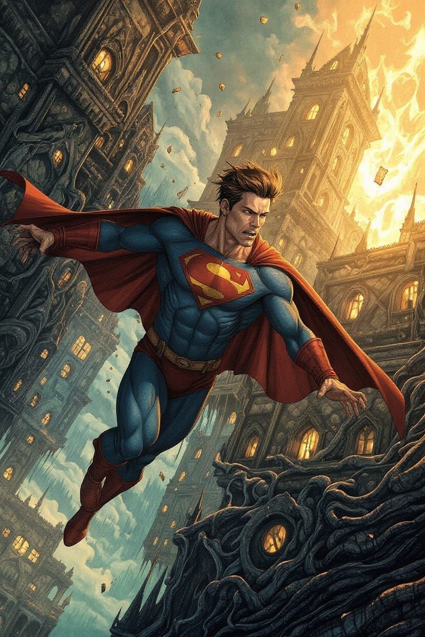 Superhero in Action: AI Generated Image