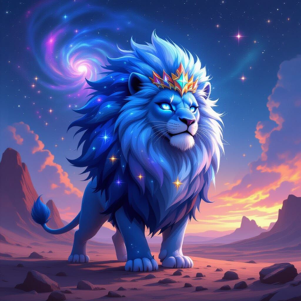 Cosmic Lion Pokémon with Starry Mane and Crown