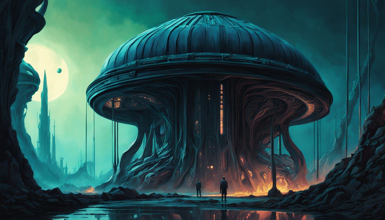 Ethereal Nocturnal Entity in Oil-Painted Cyberpunk Style