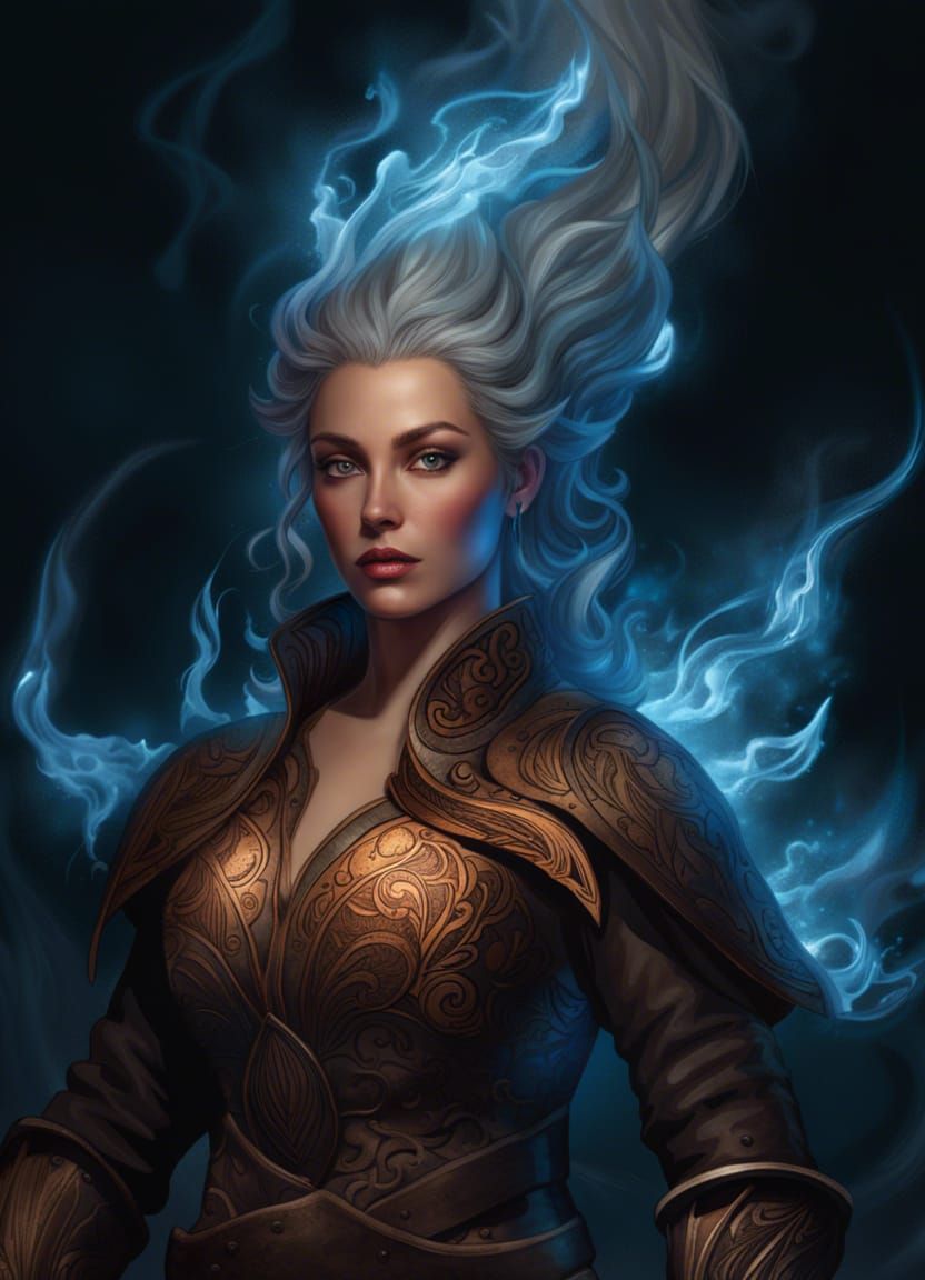 Epic Fire Genasi Fantasy Art in Gothic Style