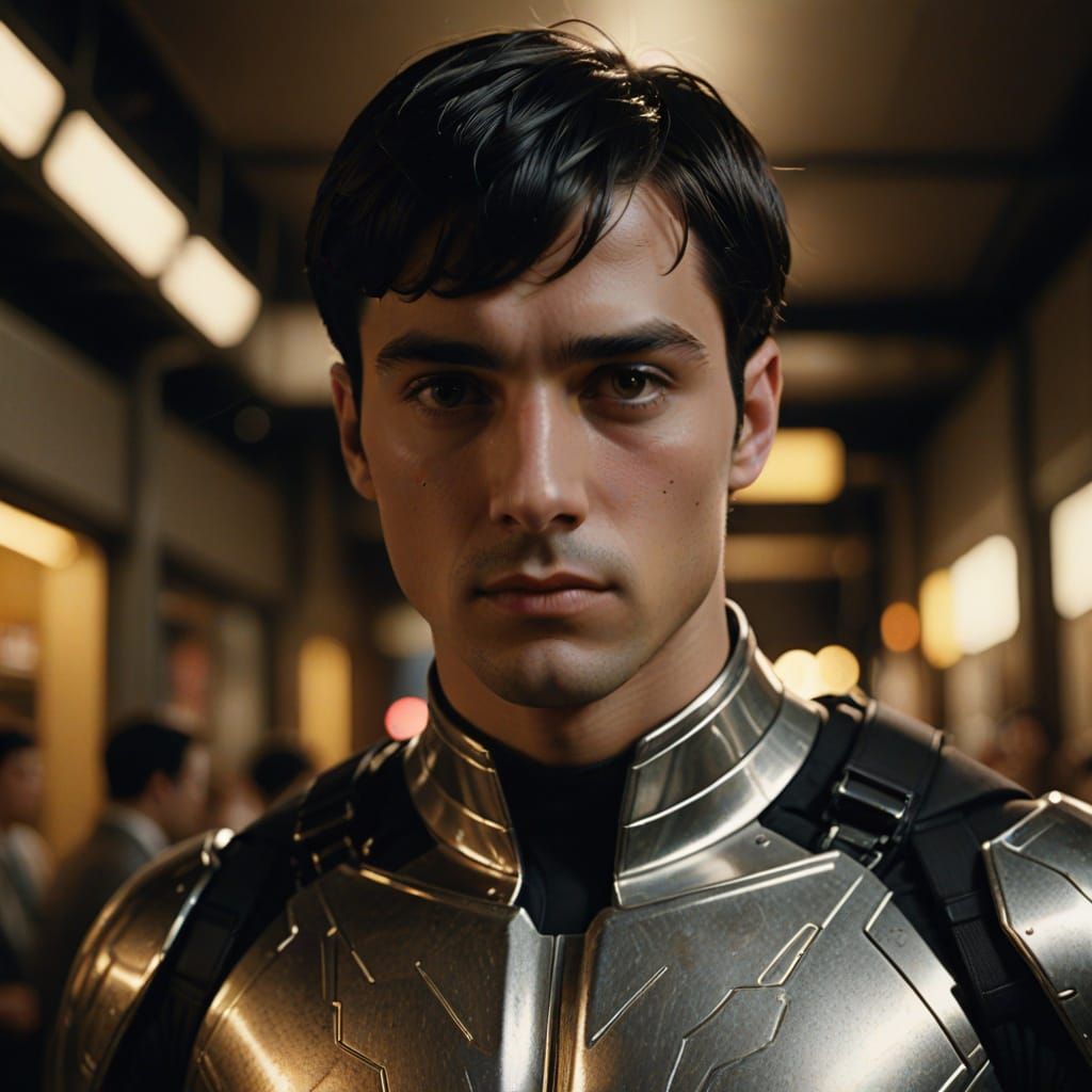 Hyperrealistic Superhero Portrait in Film Noir Style