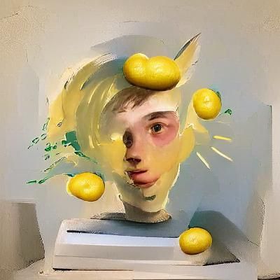 Abstract Lemon in Modern Art Style