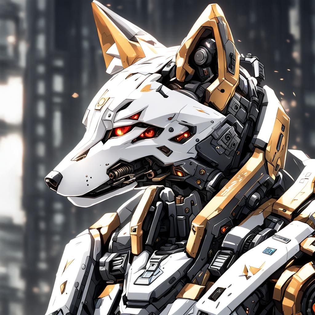 Robotic Anthropomorphic Fox in Anime Style
